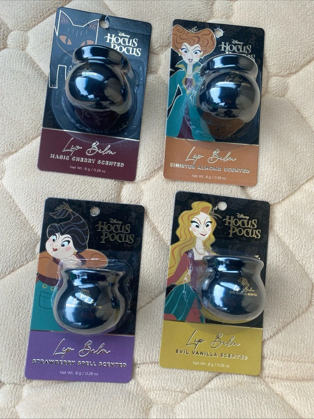 Disney Hocus Pocus Halloween Lip Balm Set Of 4 Cherry Strawberry Vanilla Almond